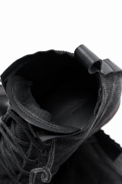 画像をギャラリービューアに読み込む, BORIS BIDJAN SABERI CANVAS FABRIC LACE UP MIDDLE BOOTS / OBJECT DYED & HAND-TREATED "BOOT4" (BLACK)