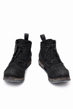 画像をギャラリービューアに読み込む, BORIS BIDJAN SABERI CANVAS FABRIC LACE UP MIDDLE BOOTS / OBJECT DYED & HAND-TREATED "BOOT4" (BLACK)