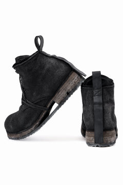 画像をギャラリービューアに読み込む, BORIS BIDJAN SABERI CANVAS FABRIC LACE UP MIDDLE BOOTS / OBJECT DYED & HAND-TREATED "BOOT4" (BLACK)