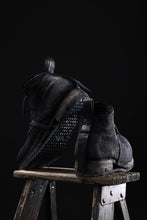 画像をギャラリービューアに読み込む, BORIS BIDJAN SABERI CANVAS FABRIC LACE UP MIDDLE BOOTS / OBJECT DYED & HAND-TREATED "BOOT4" (BLACK)