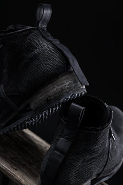 画像をギャラリービューアに読み込む, BORIS BIDJAN SABERI CANVAS FABRIC LACE UP MIDDLE BOOTS / OBJECT DYED & HAND-TREATED "BOOT4" (BLACK)