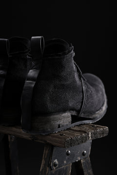 画像をギャラリービューアに読み込む, BORIS BIDJAN SABERI CANVAS FABRIC LACE UP MIDDLE BOOTS / OBJECT DYED & HAND-TREATED "BOOT4" (BLACK)