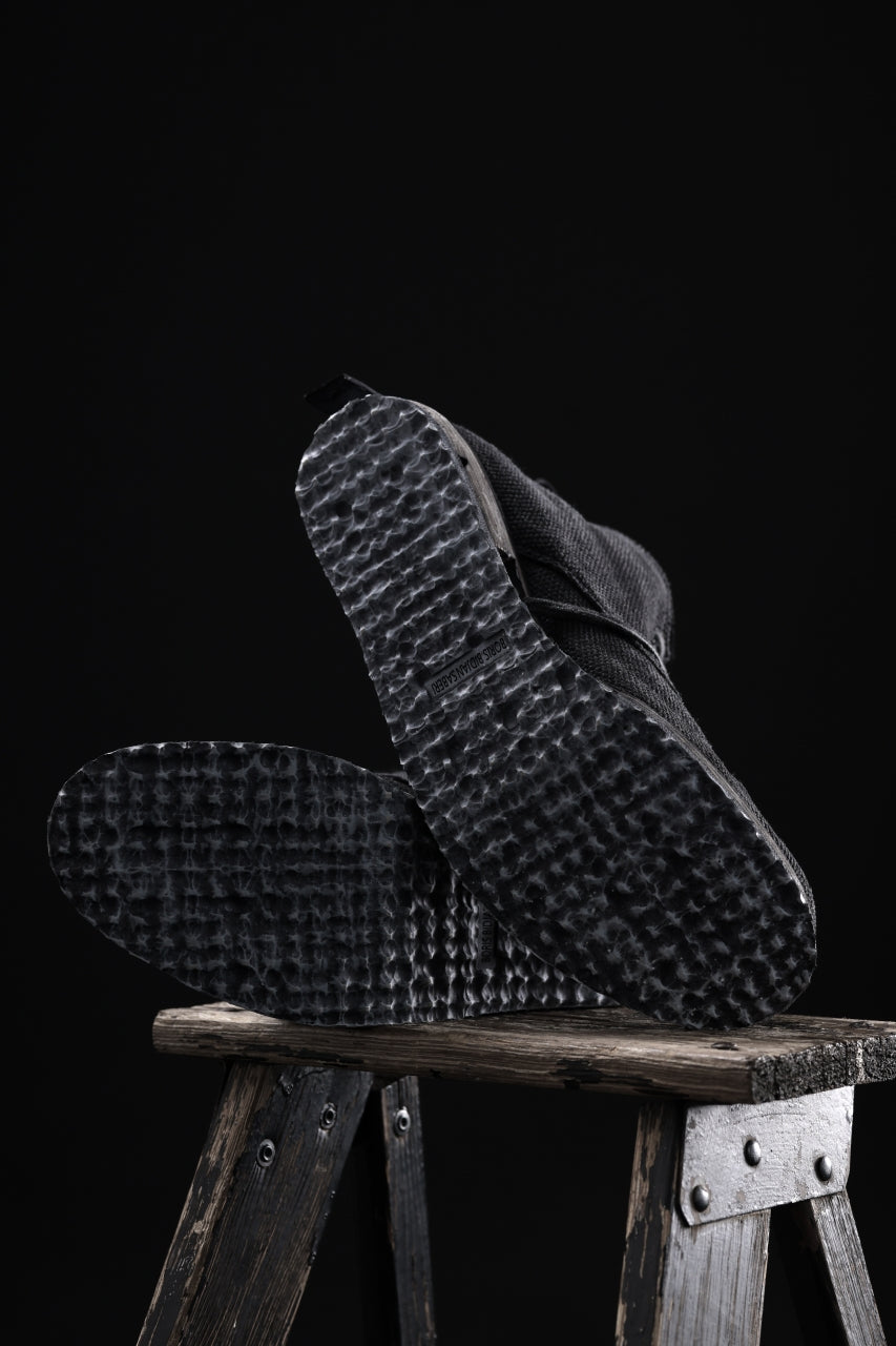 画像をギャラリービューアに読み込む, BORIS BIDJAN SABERI CANVAS FABRIC LACE UP MIDDLE BOOTS / OBJECT DYED & HAND-TREATED "BOOT4" (BLACK)