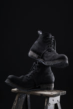 画像をギャラリービューアに読み込む, BORIS BIDJAN SABERI CANVAS FABRIC LACE UP MIDDLE BOOTS / OBJECT DYED & HAND-TREATED "BOOT4" (BLACK)