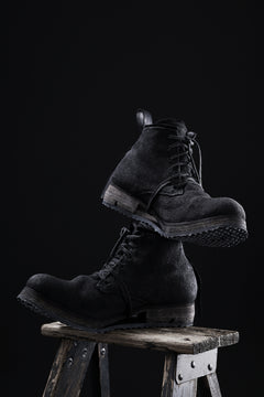 画像をギャラリービューアに読み込む, BORIS BIDJAN SABERI CANVAS FABRIC LACE UP MIDDLE BOOTS / OBJECT DYED & HAND-TREATED "BOOT4" (BLACK)