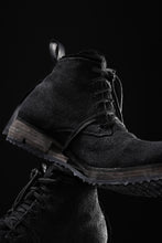 画像をギャラリービューアに読み込む, BORIS BIDJAN SABERI CANVAS FABRIC LACE UP MIDDLE BOOTS / OBJECT DYED & HAND-TREATED "BOOT4" (BLACK)