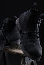 画像をギャラリービューアに読み込む, BORIS BIDJAN SABERI CANVAS FABRIC LACE UP MIDDLE BOOTS / OBJECT DYED & HAND-TREATED "BOOT4" (BLACK)