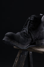 画像をギャラリービューアに読み込む, BORIS BIDJAN SABERI CANVAS FABRIC LACE UP MIDDLE BOOTS / OBJECT DYED & HAND-TREATED "BOOT4" (BLACK)
