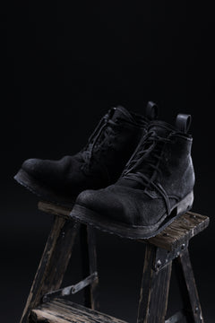 画像をギャラリービューアに読み込む, BORIS BIDJAN SABERI CANVAS FABRIC LACE UP MIDDLE BOOTS / OBJECT DYED & HAND-TREATED "BOOT4" (BLACK)