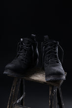画像をギャラリービューアに読み込む, BORIS BIDJAN SABERI CANVAS FABRIC LACE UP MIDDLE BOOTS / OBJECT DYED & HAND-TREATED "BOOT4" (BLACK)