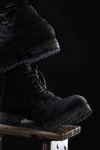 画像をギャラリービューアに読み込む, BORIS BIDJAN SABERI CANVAS FABRIC LACE UP MIDDLE BOOTS / OBJECT DYED & HAND-TREATED "BOOT4" (BLACK)