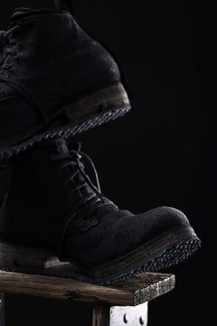 画像をギャラリービューアに読み込む, BORIS BIDJAN SABERI CANVAS FABRIC LACE UP MIDDLE BOOTS / OBJECT DYED & HAND-TREATED "BOOT4" (BLACK)