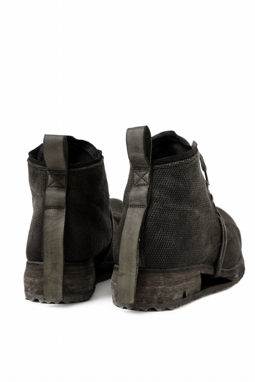 画像をギャラリービューアに読み込む, BORIS BIDJAN SABERI CANVAS FABRIC LACE UP MIDDLE BOOTS / OBJECT DYED &amp; HAND-TREATED &quot;BOOT4&quot; (WEHR GRÜN)