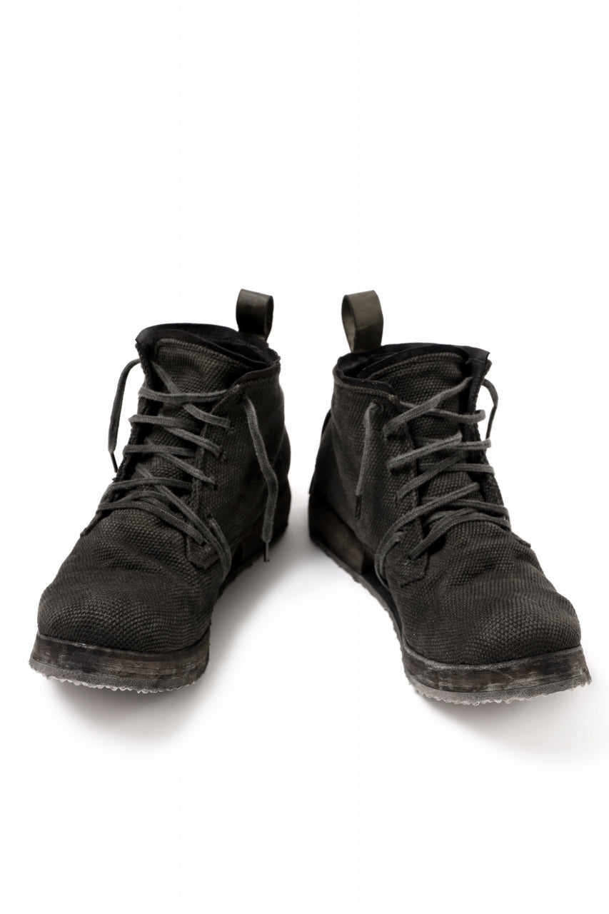 画像をギャラリービューアに読み込む, BORIS BIDJAN SABERI CANVAS FABRIC LACE UP MIDDLE BOOTS / OBJECT DYED &amp; HAND-TREATED &quot;BOOT4&quot; (WEHR GRÜN)