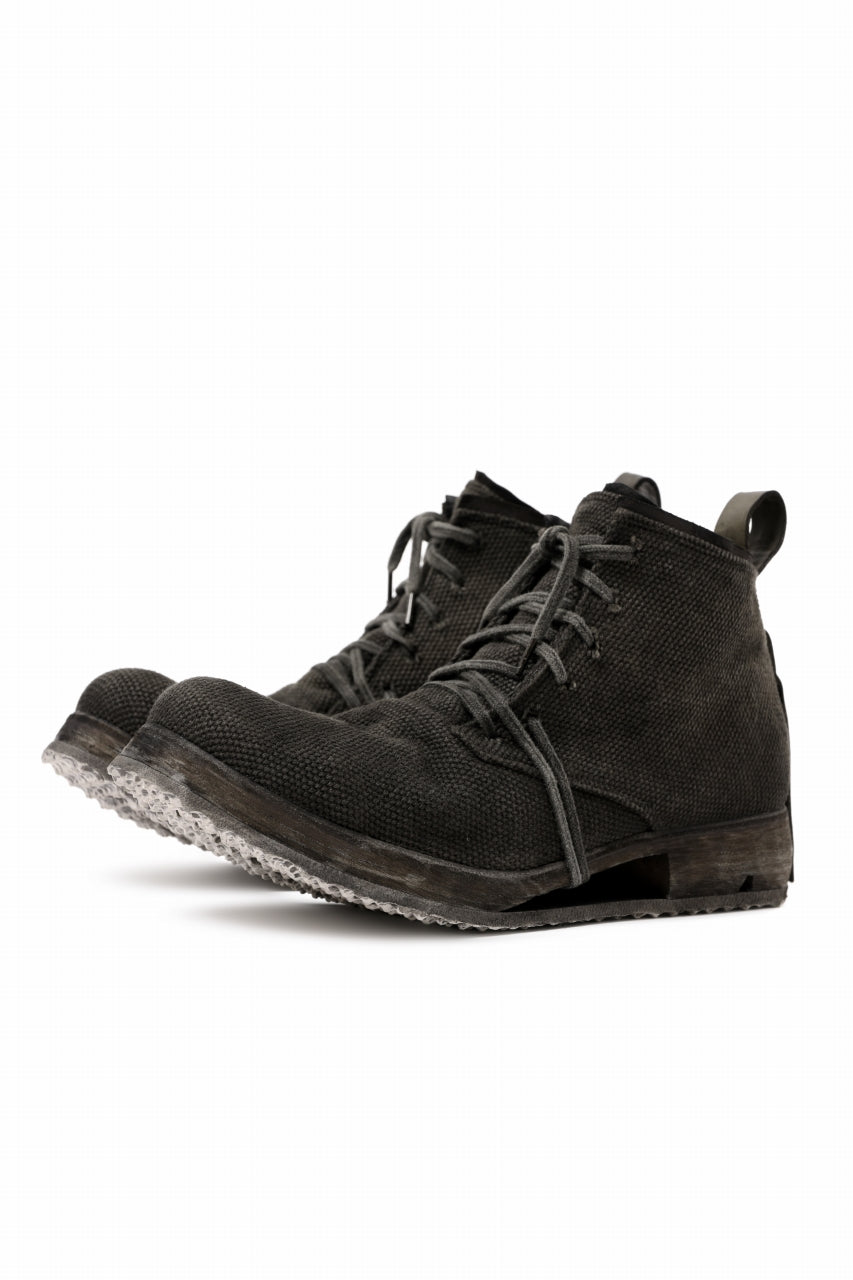 画像をギャラリービューアに読み込む, BORIS BIDJAN SABERI CANVAS FABRIC LACE UP MIDDLE BOOTS / OBJECT DYED & HAND-TREATED "BOOT4" (WEHR GRÜN)