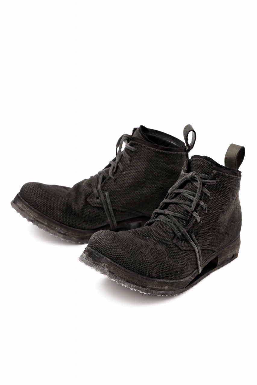 画像をギャラリービューアに読み込む, BORIS BIDJAN SABERI CANVAS FABRIC LACE UP MIDDLE BOOTS / OBJECT DYED &amp; HAND-TREATED &quot;BOOT4&quot; (WEHR GRÜN)