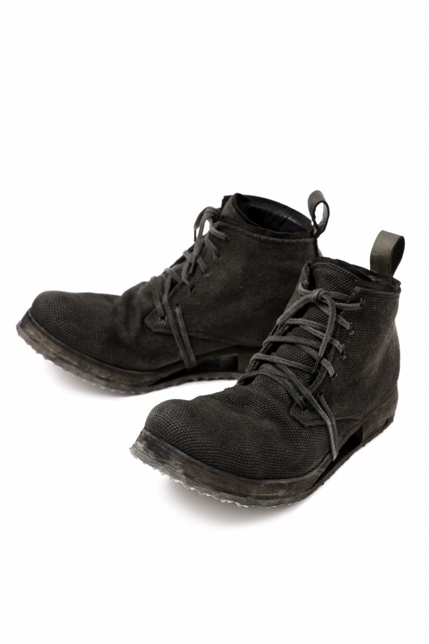 画像をギャラリービューアに読み込む, BORIS BIDJAN SABERI CANVAS FABRIC LACE UP MIDDLE BOOTS / OBJECT DYED &amp; HAND-TREATED &quot;BOOT4&quot; (WEHR GRÜN)