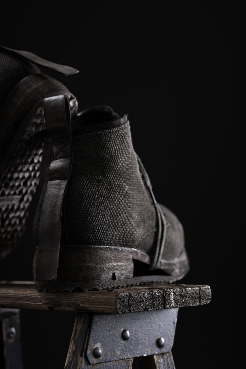 画像をギャラリービューアに読み込む, BORIS BIDJAN SABERI CANVAS FABRIC LACE UP MIDDLE BOOTS / OBJECT DYED & HAND-TREATED "BOOT4" (WEHR GRÜN)