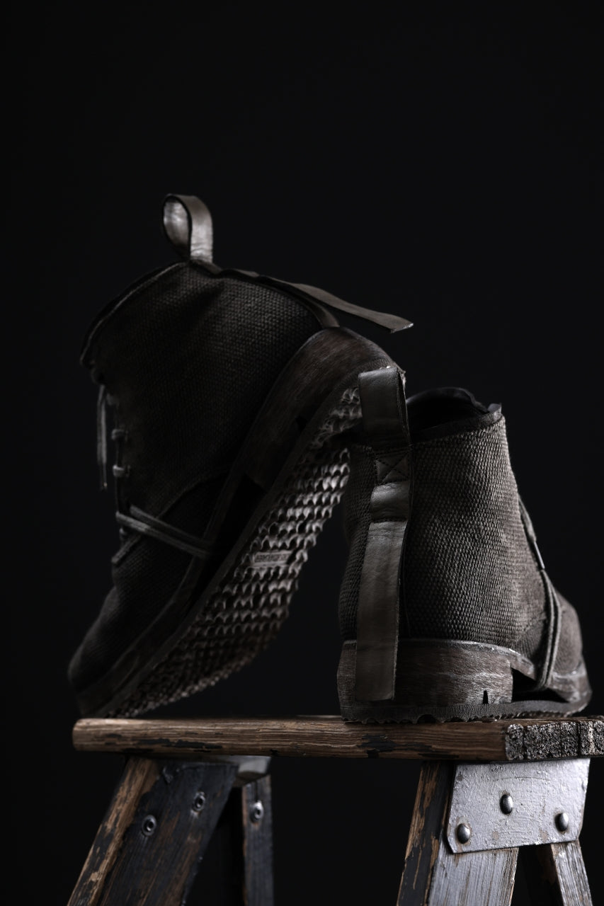 画像をギャラリービューアに読み込む, BORIS BIDJAN SABERI CANVAS FABRIC LACE UP MIDDLE BOOTS / OBJECT DYED & HAND-TREATED "BOOT4" (WEHR GRÜN)