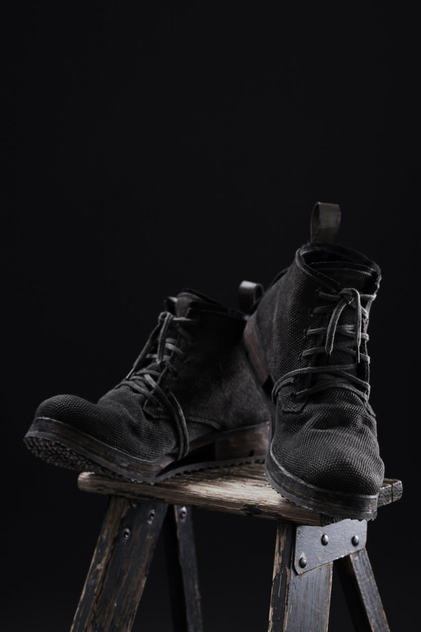 画像をギャラリービューアに読み込む, BORIS BIDJAN SABERI CANVAS FABRIC LACE UP MIDDLE BOOTS / OBJECT DYED & HAND-TREATED "BOOT4" (WEHR GRÜN)