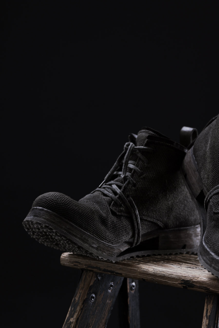 画像をギャラリービューアに読み込む, BORIS BIDJAN SABERI CANVAS FABRIC LACE UP MIDDLE BOOTS / OBJECT DYED & HAND-TREATED "BOOT4" (WEHR GRÜN)