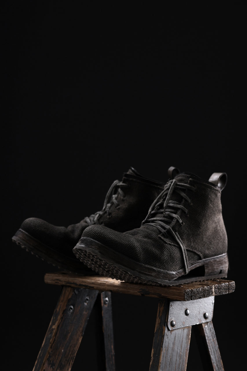 画像をギャラリービューアに読み込む, BORIS BIDJAN SABERI CANVAS FABRIC LACE UP MIDDLE BOOTS / OBJECT DYED & HAND-TREATED "BOOT4" (WEHR GRÜN)