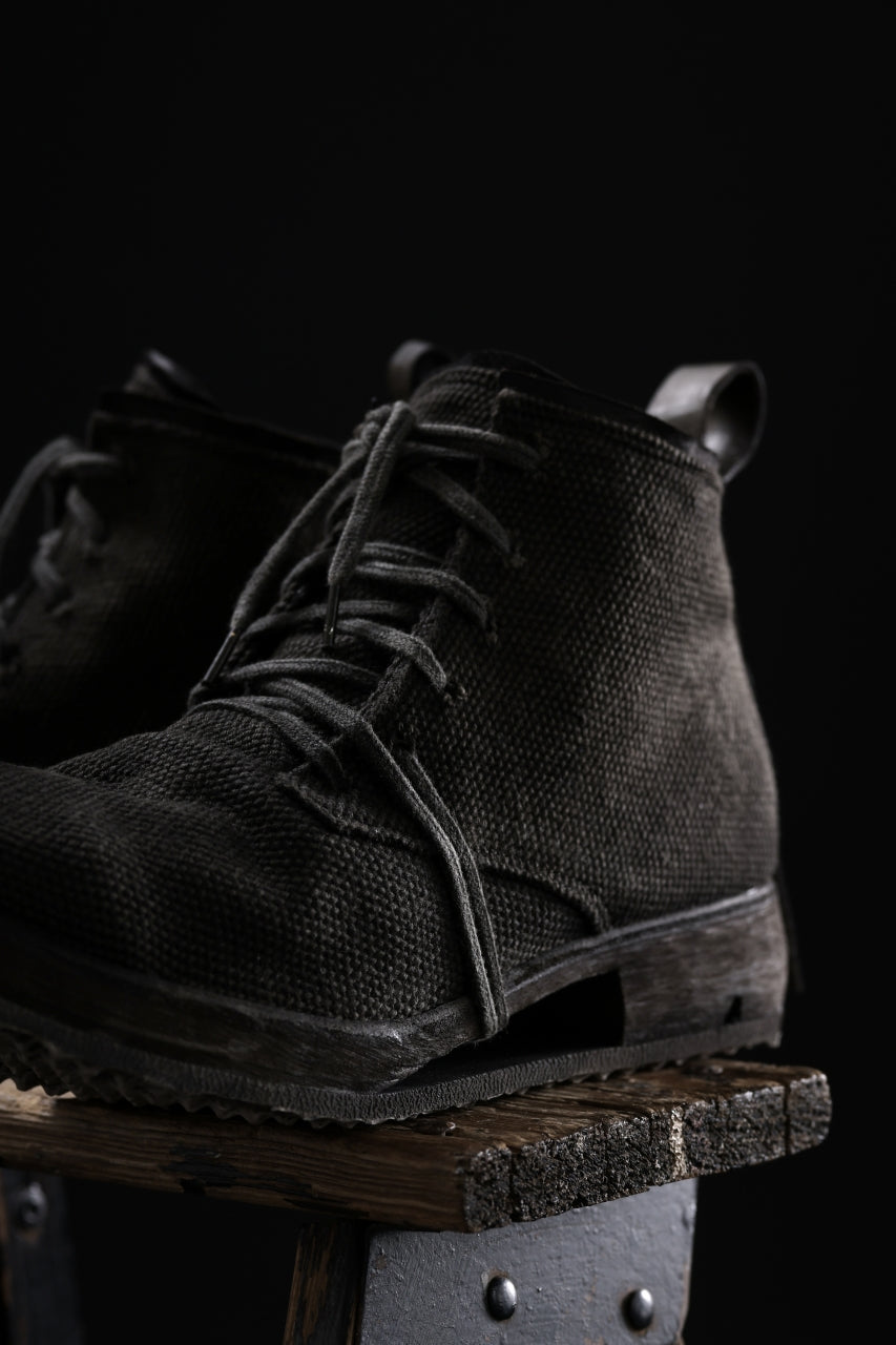 画像をギャラリービューアに読み込む, BORIS BIDJAN SABERI CANVAS FABRIC LACE UP MIDDLE BOOTS / OBJECT DYED & HAND-TREATED "BOOT4" (WEHR GRÜN)
