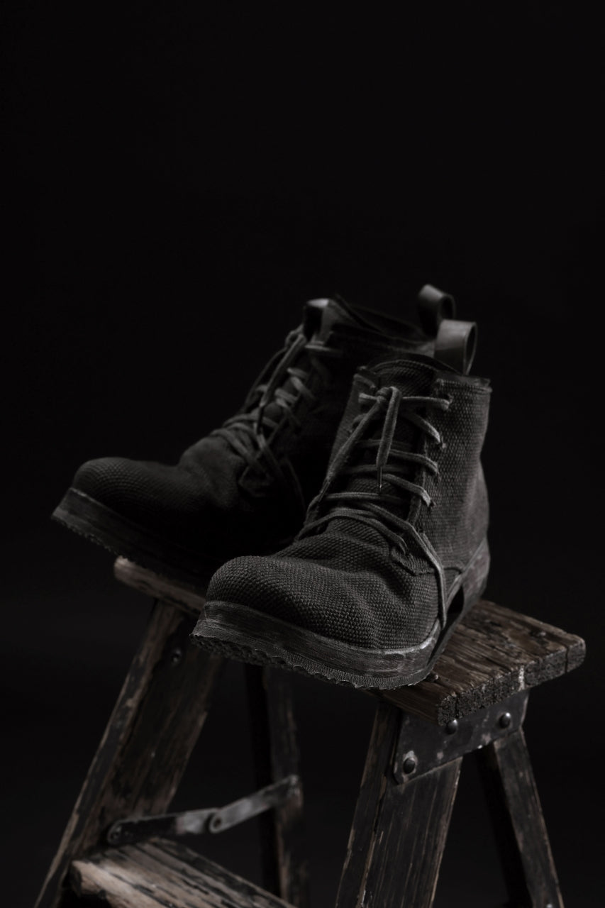 画像をギャラリービューアに読み込む, BORIS BIDJAN SABERI CANVAS FABRIC LACE UP MIDDLE BOOTS / OBJECT DYED & HAND-TREATED "BOOT4" (WEHR GRÜN)
