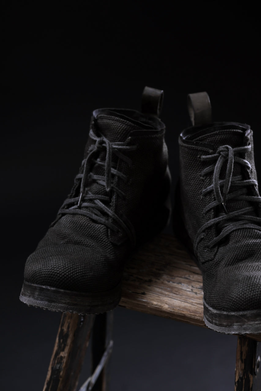 画像をギャラリービューアに読み込む, BORIS BIDJAN SABERI CANVAS FABRIC LACE UP MIDDLE BOOTS / OBJECT DYED & HAND-TREATED "BOOT4" (WEHR GRÜN)