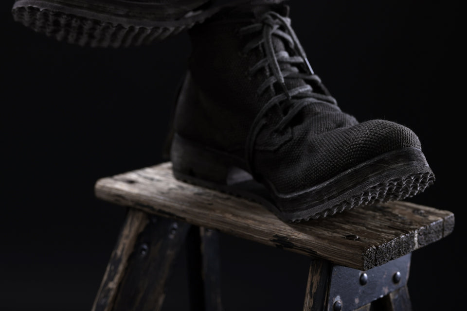画像をギャラリービューアに読み込む, BORIS BIDJAN SABERI CANVAS FABRIC LACE UP MIDDLE BOOTS / OBJECT DYED & HAND-TREATED "BOOT4" (WEHR GRÜN)