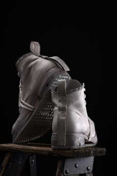 Load image into Gallery viewer, BORIS BIDJAN SABERI HORSE LEATHER LACE UP MIDDLE BOOTS / WASHED & HAND-TREATED "BOOT4" (LIGHT GREY)