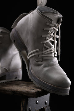 画像をギャラリービューアに読み込む, BORIS BIDJAN SABERI HORSE LEATHER LACE UP MIDDLE BOOTS / WASHED &amp; HAND-TREATED &quot;BOOT4&quot; (LIGHT GREY)