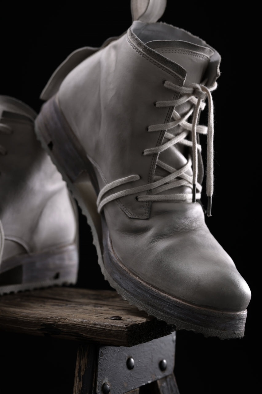 Load image into Gallery viewer, BORIS BIDJAN SABERI HORSE LEATHER LACE UP MIDDLE BOOTS / WASHED & HAND-TREATED "BOOT4" (LIGHT GREY)