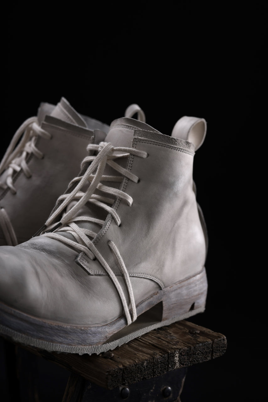 Load image into Gallery viewer, BORIS BIDJAN SABERI HORSE LEATHER LACE UP MIDDLE BOOTS / WASHED & HAND-TREATED "BOOT4" (LIGHT GREY)