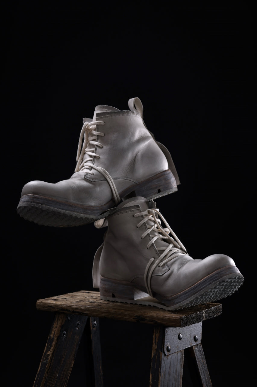 画像をギャラリービューアに読み込む, BORIS BIDJAN SABERI HORSE LEATHER LACE UP MIDDLE BOOTS / WASHED &amp; HAND-TREATED &quot;BOOT4&quot; (LIGHT GREY)