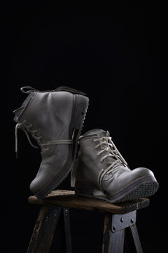 Load image into Gallery viewer, BORIS BIDJAN SABERI HORSE LEATHER LACE UP MIDDLE BOOTS / WASHED & HAND-TREATED "BOOT4" (LIGHT GREY)