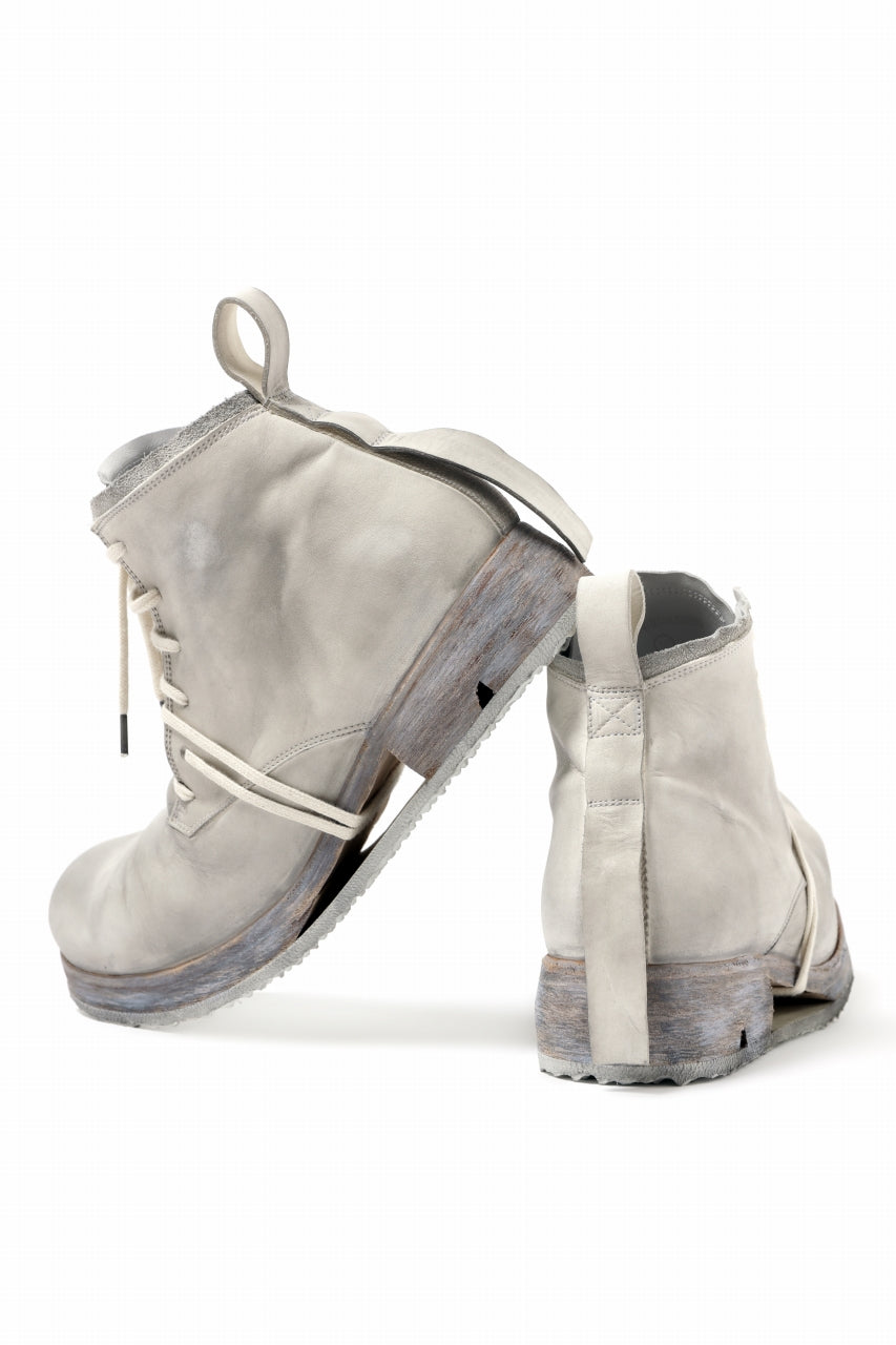 Load image into Gallery viewer, BORIS BIDJAN SABERI HORSE LEATHER LACE UP MIDDLE BOOTS / WASHED & HAND-TREATED "BOOT4" (LIGHT GREY)