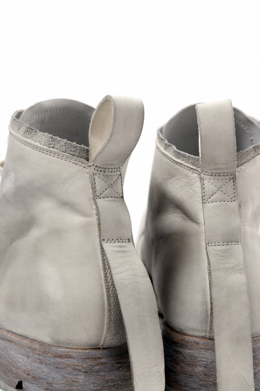 BORIS BIDJAN SABERI HORSE LEATHER LACE UP MIDDLE BOOTS / WASHED & HAND-TREATED "BOOT4" (LIGHT GREY)