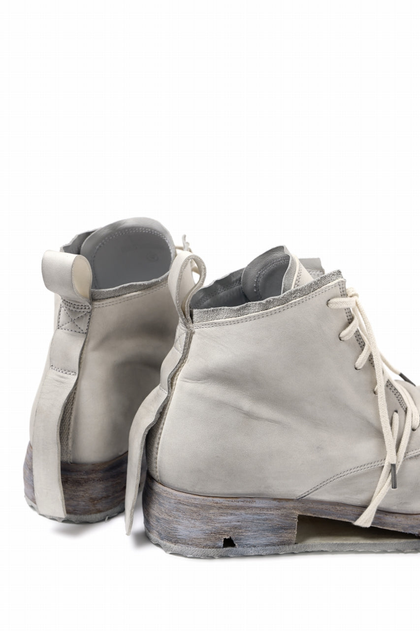 Load image into Gallery viewer, BORIS BIDJAN SABERI HORSE LEATHER LACE UP MIDDLE BOOTS / WASHED & HAND-TREATED "BOOT4" (LIGHT GREY)