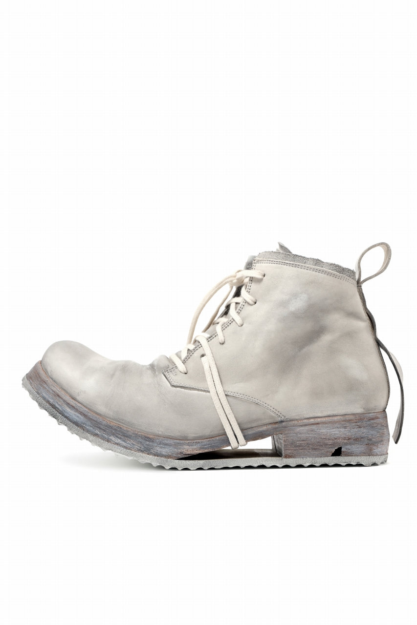 Load image into Gallery viewer, BORIS BIDJAN SABERI HORSE LEATHER LACE UP MIDDLE BOOTS / WASHED & HAND-TREATED "BOOT4" (LIGHT GREY)