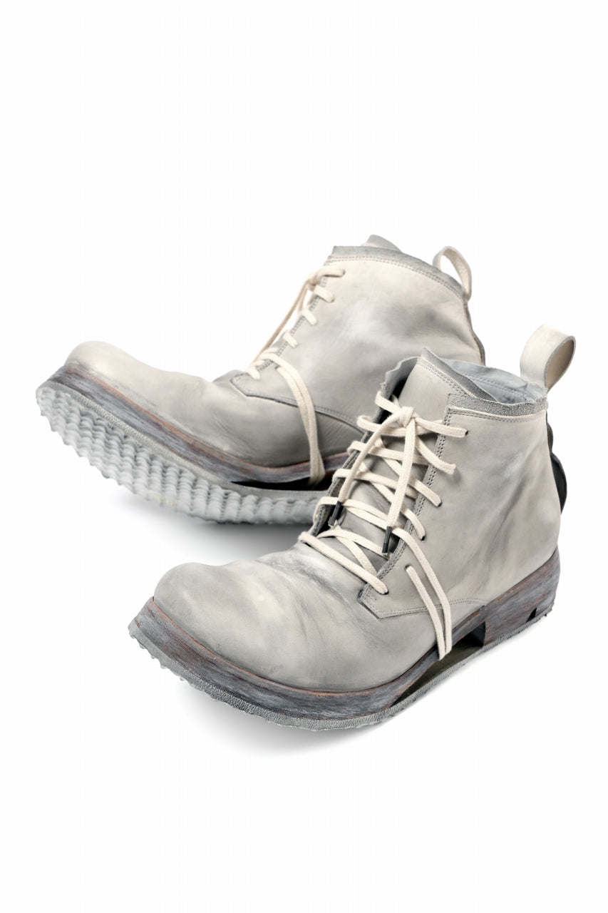 Load image into Gallery viewer, BORIS BIDJAN SABERI HORSE LEATHER LACE UP MIDDLE BOOTS / WASHED & HAND-TREATED "BOOT4" (LIGHT GREY)