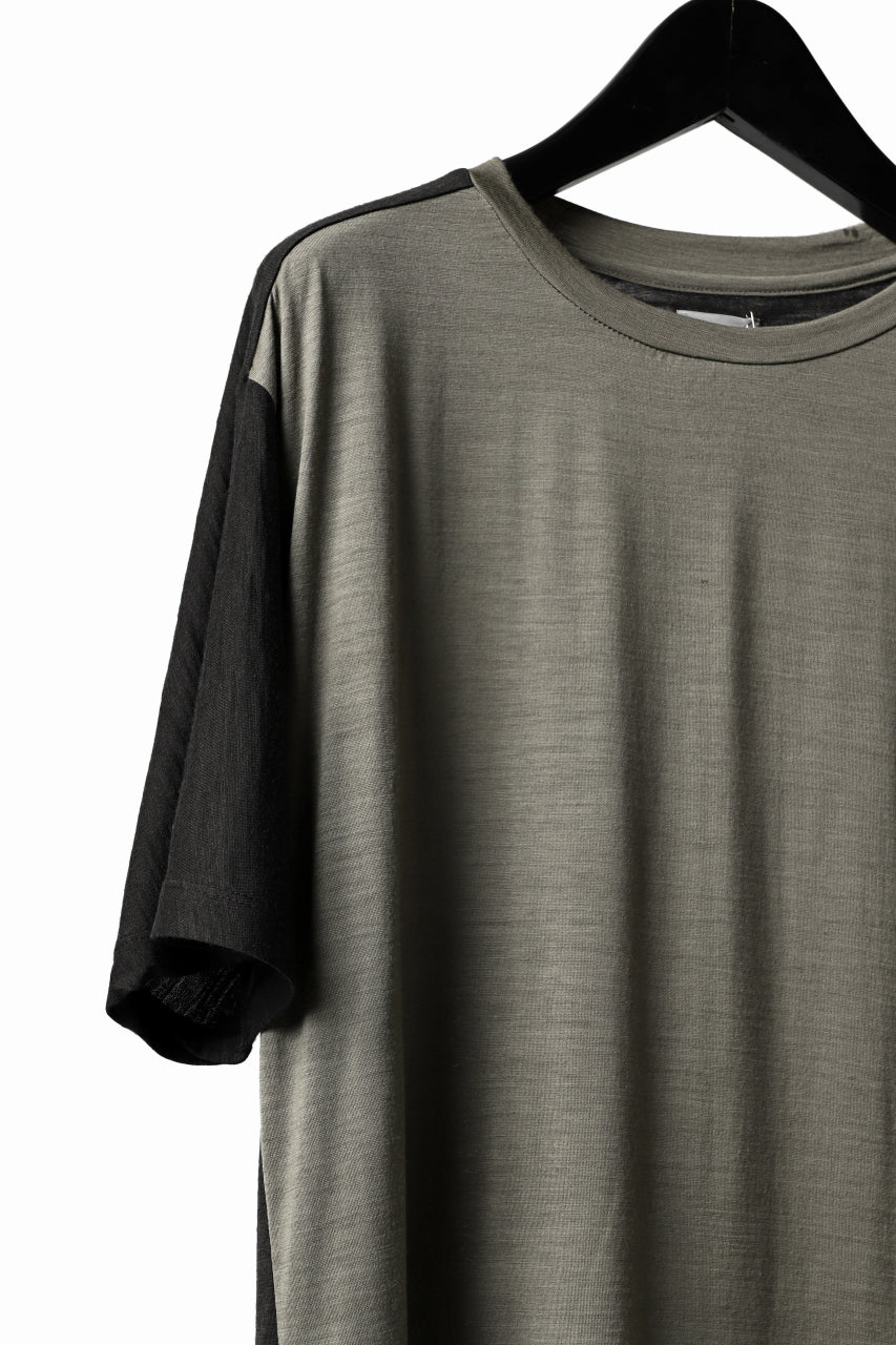 画像をギャラリービューアに読み込む, CAPERTICA ASYMMETRY BI COLOR TEE / SUPER120S WASHABLE WOOL (SEPIA)