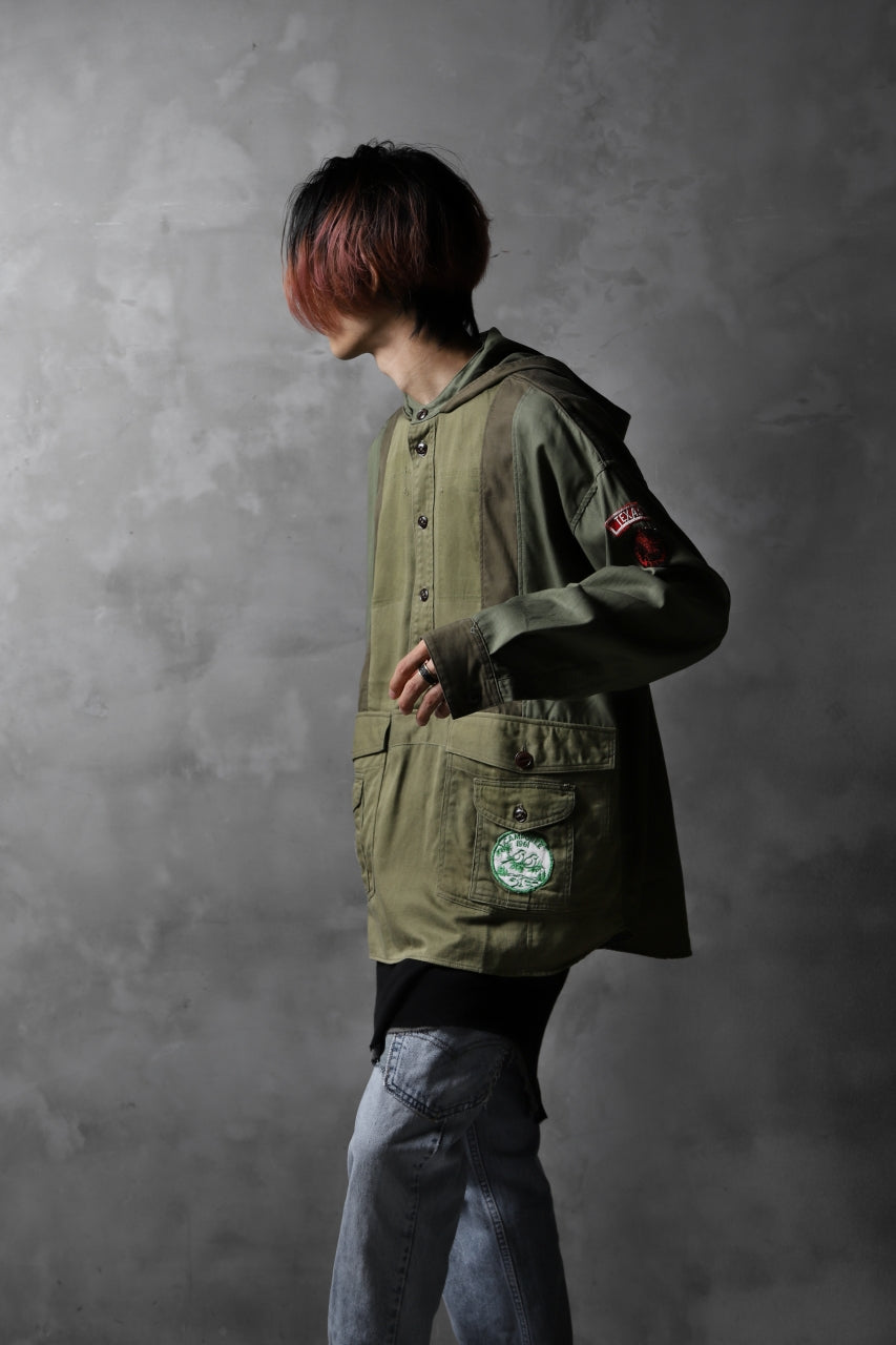 画像をギャラリービューアに読み込む, CHANGES VINTAGE REMAKE MILITARY HOODIE SHIRT-PARKA (KHAKI #B)