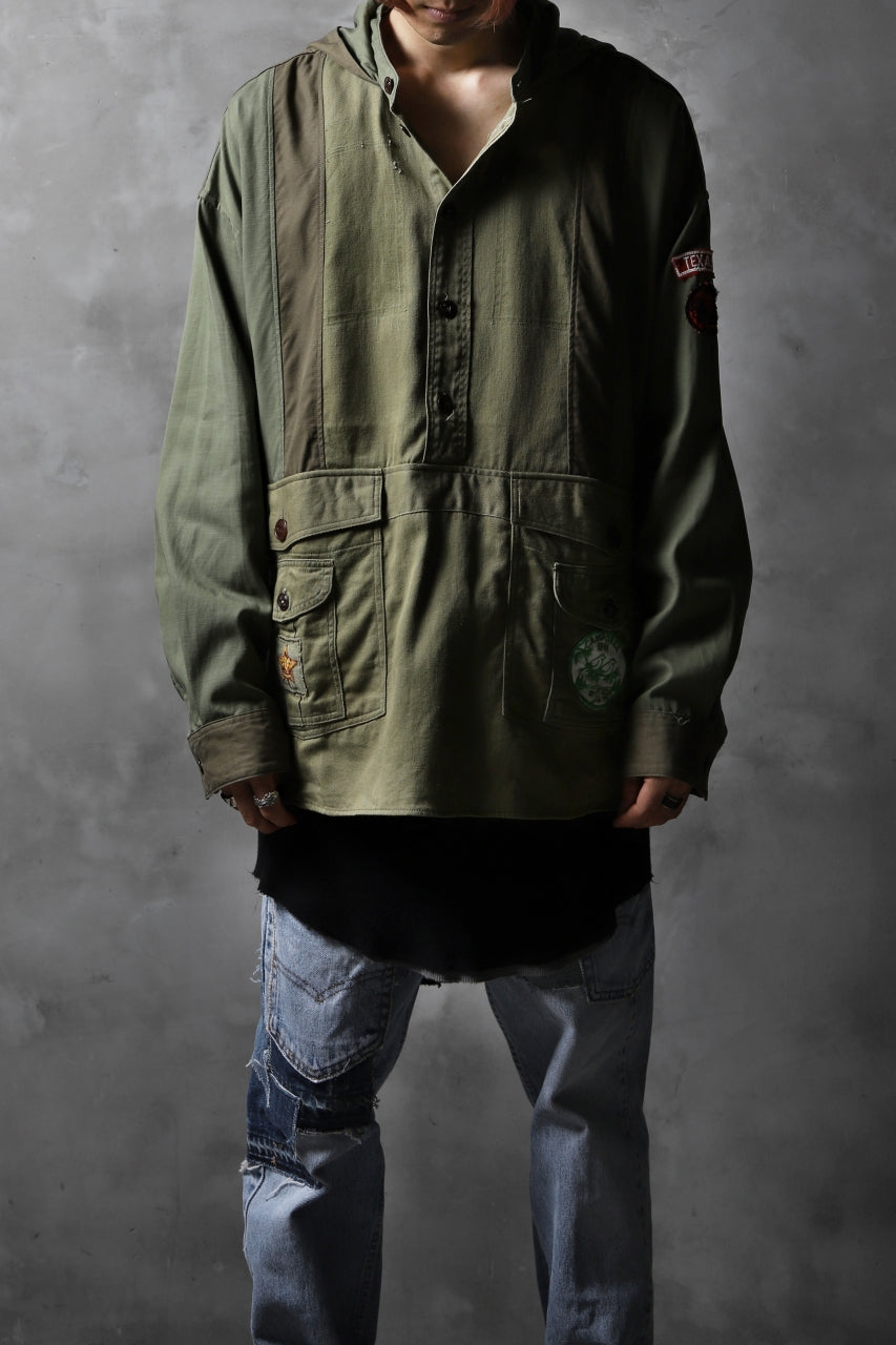 画像をギャラリービューアに読み込む, CHANGES VINTAGE REMAKE MILITARY HOODIE SHIRT-PARKA (KHAKI #B)