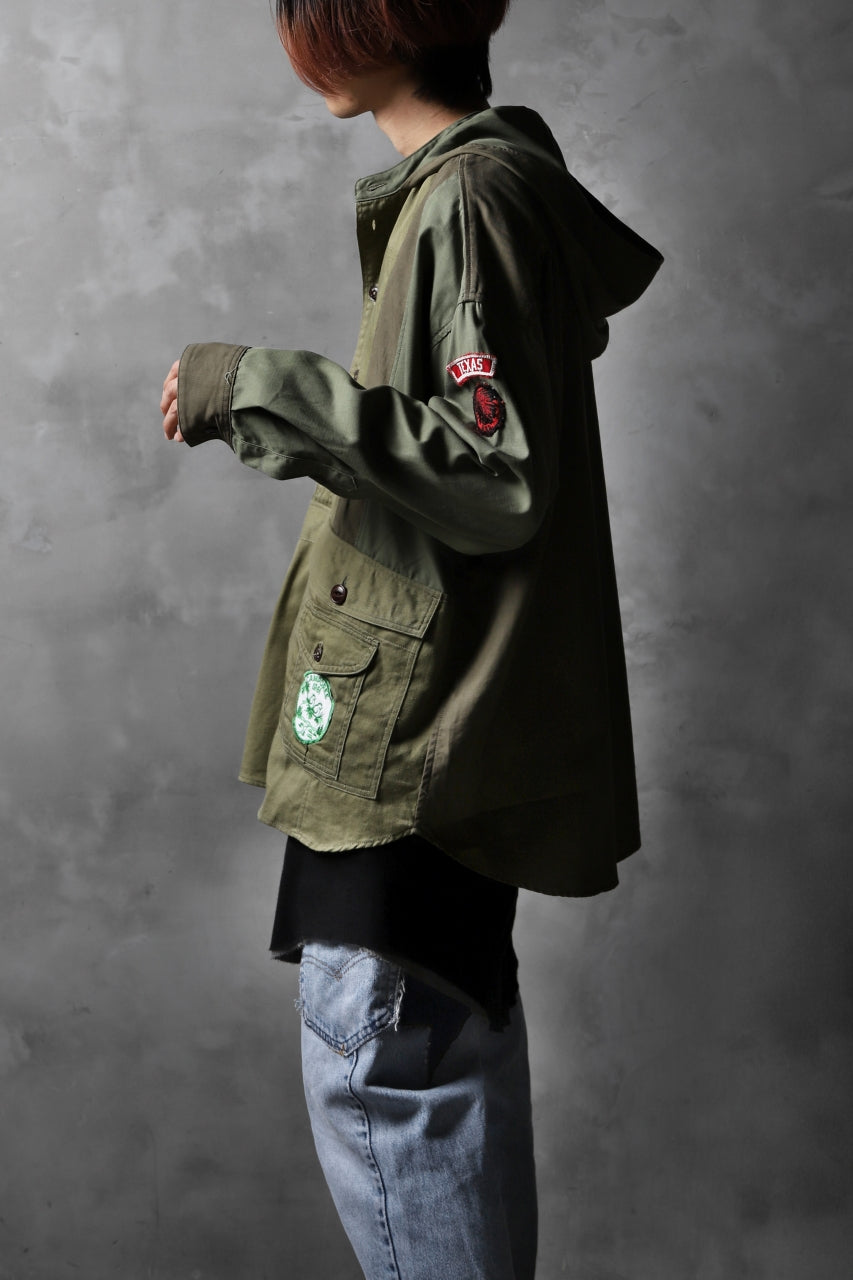 画像をギャラリービューアに読み込む, CHANGES VINTAGE REMAKE MILITARY HOODIE SHIRT-PARKA (KHAKI #B)