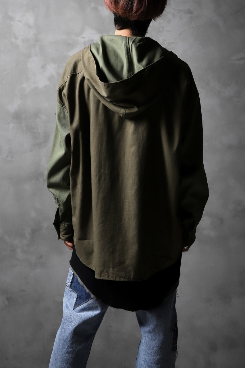 画像をギャラリービューアに読み込む, CHANGES VINTAGE REMAKE MILITARY HOODIE SHIRT-PARKA (KHAKI #B)