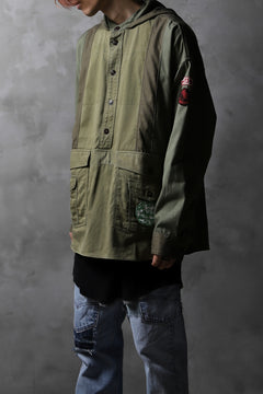 画像をギャラリービューアに読み込む, CHANGES VINTAGE REMAKE MILITARY HOODIE SHIRT-PARKA (KHAKI #B)