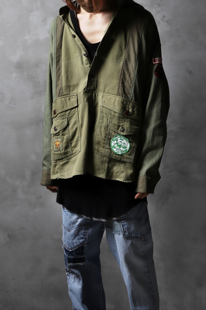 画像をギャラリービューアに読み込む, CHANGES VINTAGE REMAKE MILITARY HOODIE SHIRT-PARKA (KHAKI #B)