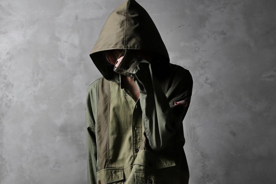 画像をギャラリービューアに読み込む, CHANGES VINTAGE REMAKE MILITARY HOODIE SHIRT-PARKA (KHAKI #B)
