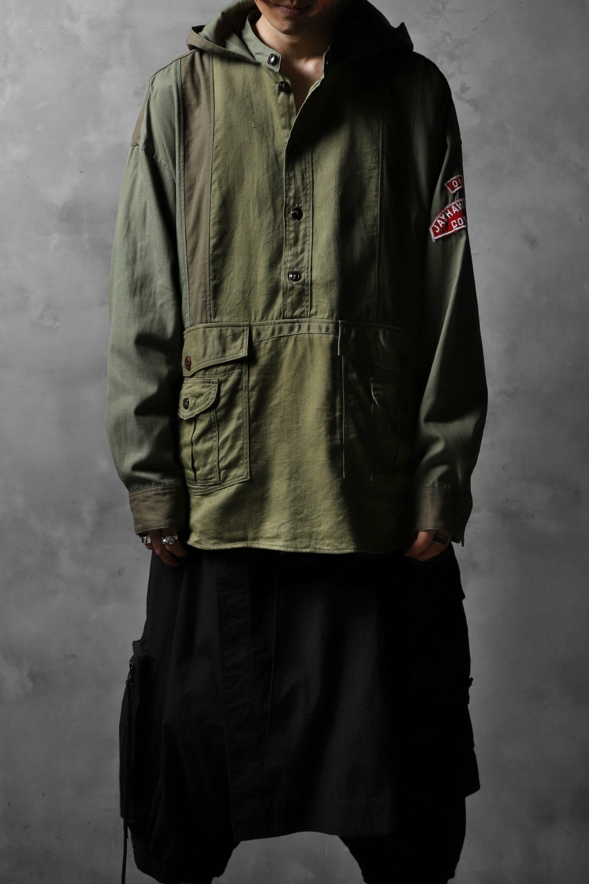 画像をギャラリービューアに読み込む, CHANGES VINTAGE REMAKE MILITARY HOODIE SHIRT-PARKA (KHAKI #C)